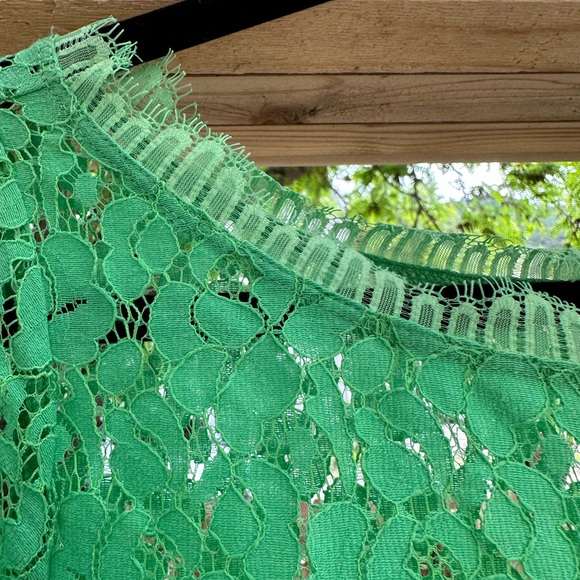 Anthropologie Weston Wear Green Lace Cropped 3/4 Sleeve Blouse Top Medium - Picture 11 of 15